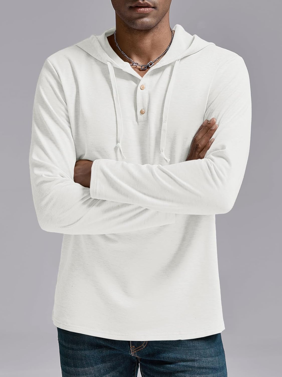 F/S MEN'S COTTON HOODIE WHITE