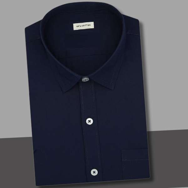 Plain Cotton Solid Shirt Navy Blue