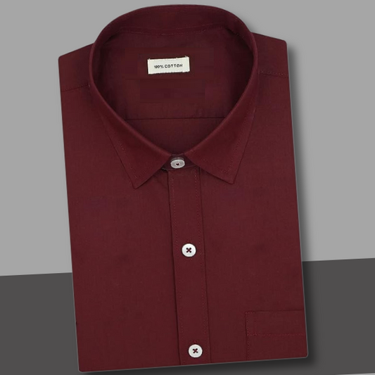 Plain Cotton Solid Shirt (Mehroon)