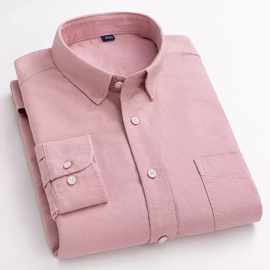 Frankshop Classic Pure Cotton Pink Color Blend Solid Shirts For Man