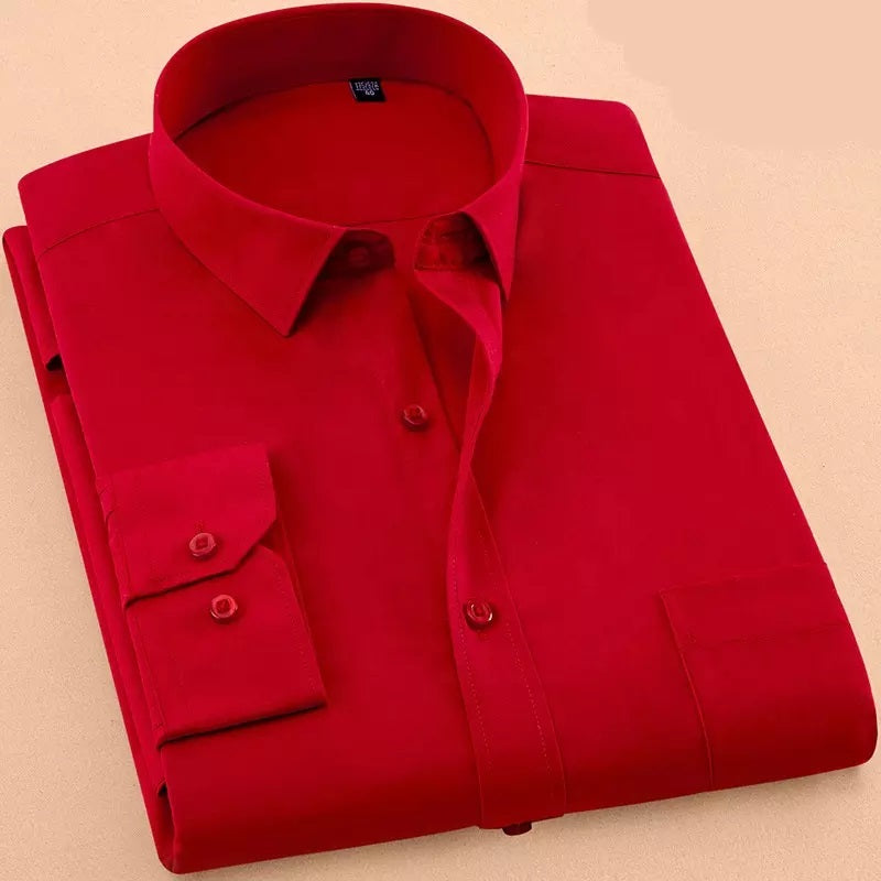 New Cotton Blend Solid Shirts (Red)