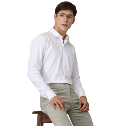 Premium Cotton Blend Solid Shirts (White)