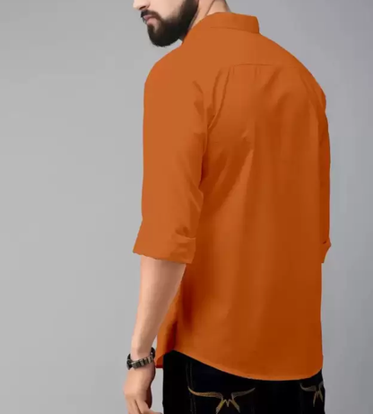 Plain Cotton Solid Shirt Orange Shirt