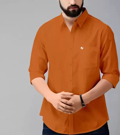 Plain Cotton Solid Shirt Orange Shirt