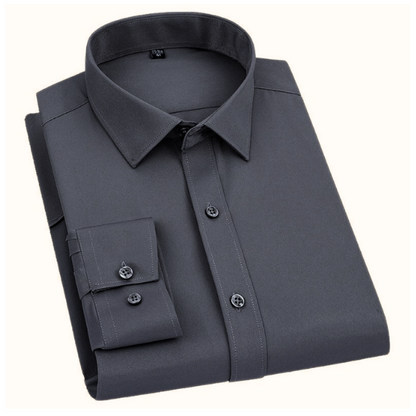 Frankshop Classic Pure Cotton Blend Solid Dark Grey Shirts