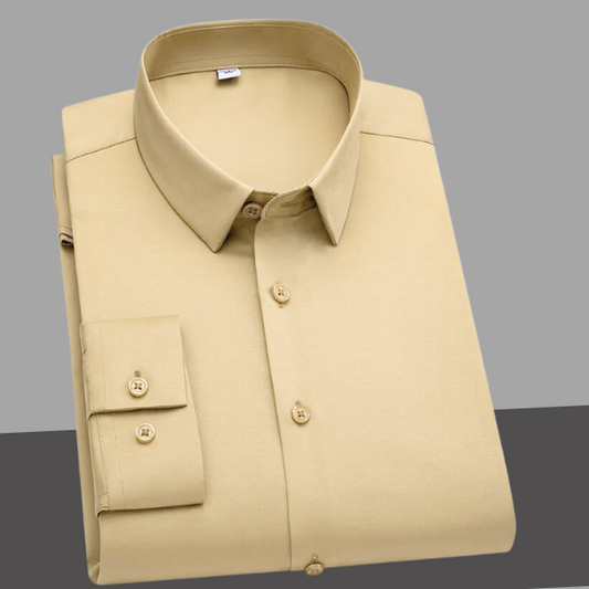 Beige Plain Cotton Solid Shirt