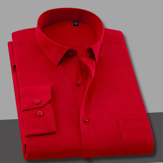 Red Plain Cotton Solid Shirt