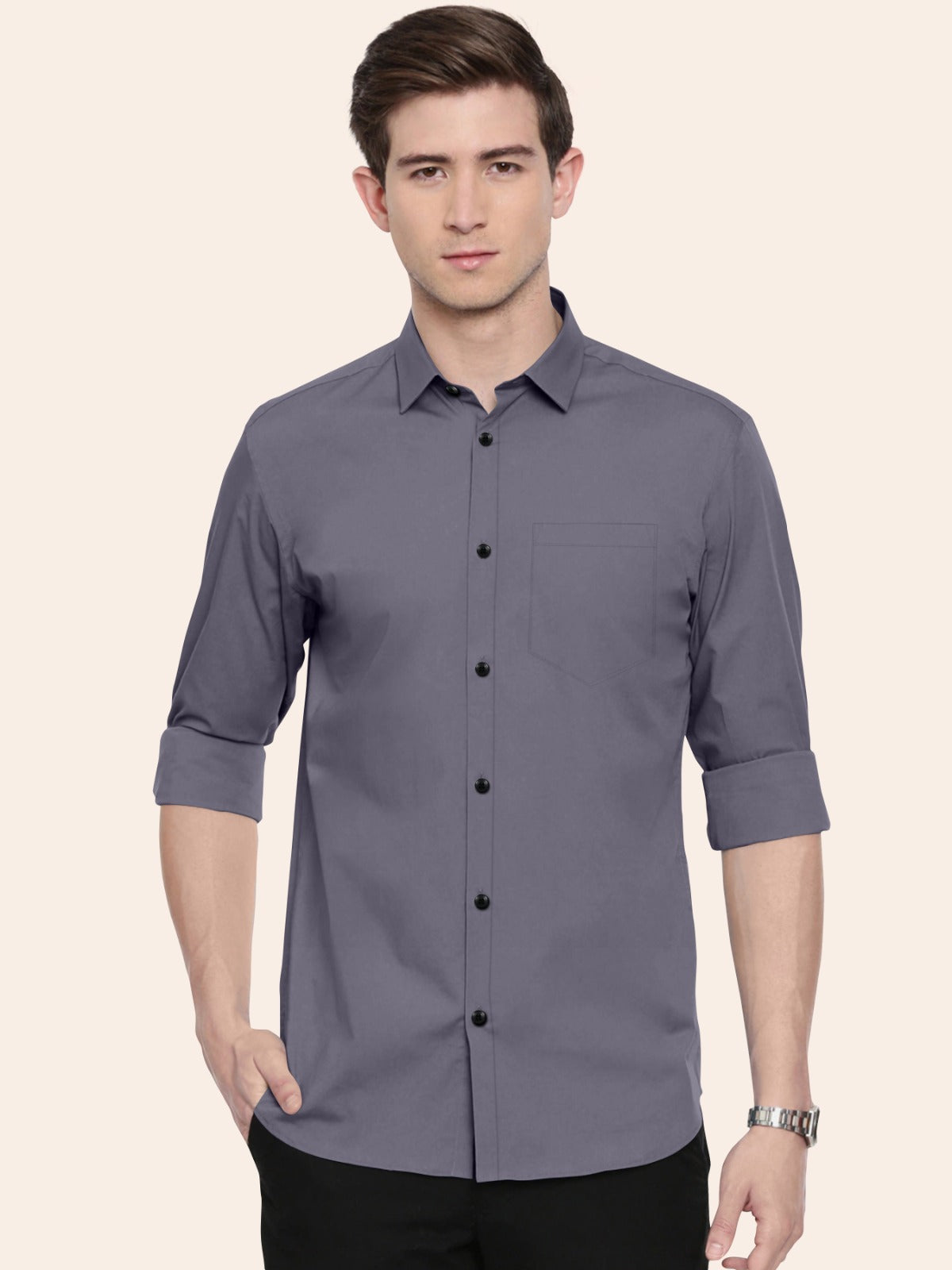 Dark Grey Plain Shirt – MenXpro.com