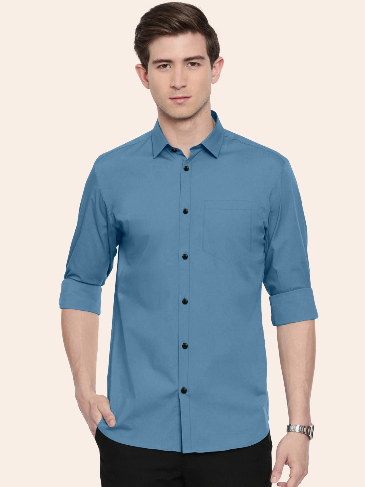 Steel Blue Plain Shirt